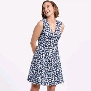 Draper James Floral Love Sleeveless Circle Dress Navy Blue Size 8